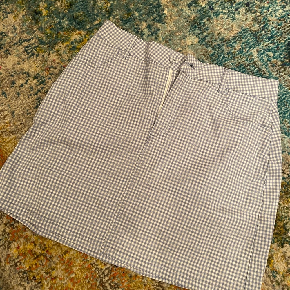 Forever 21 Light Blue and White Checkered Skirt